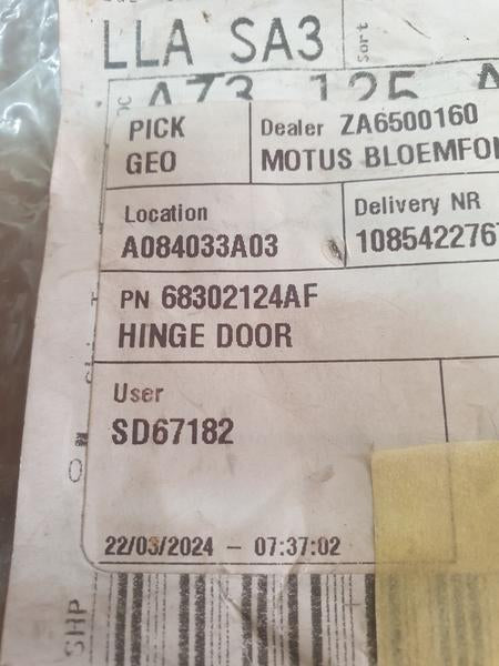 Original New Jeep Wrangler Right Front Door Hinge