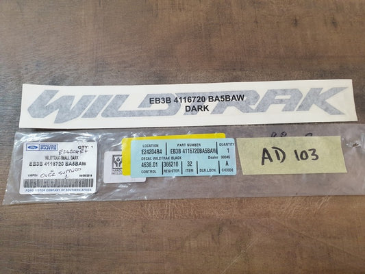 Original New Ford Ranger WILDTRAK' Small Dark Name Plate Decal