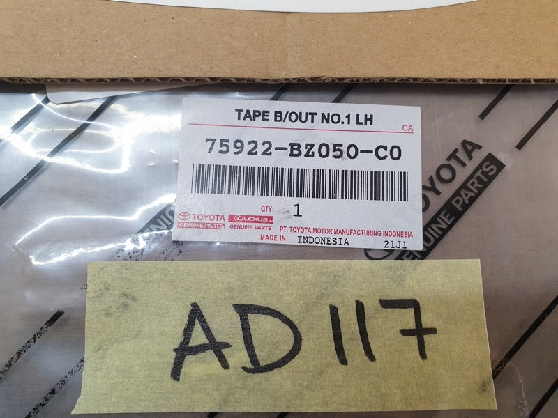 Original New Toyota Agya Left Front Fender Blackout Sticker