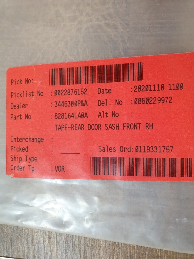 Original New Datsun Go Right Rear Door Front Blackout Foil