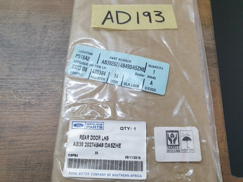 Original New Ford Ranger Left Rear Door Blackout Foil