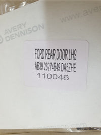Original New Ford Ranger Left Rear Door Blackout Foil