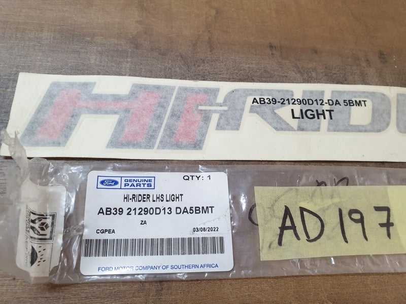 Original New Ford Ranger Left Rear 'HI-RIDER' Sticker