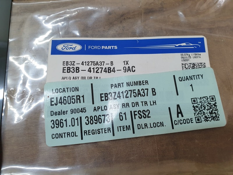 Original New Ford Ranger Left Rear Door Blackout Foil