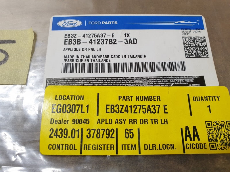 Original New Ford Everest 2019 Left Front Door Blackout Foil