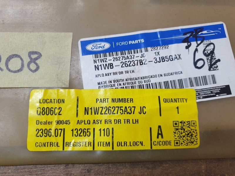 Original New Ford Ranger XL 2023 Left Front Door Blackout Foil