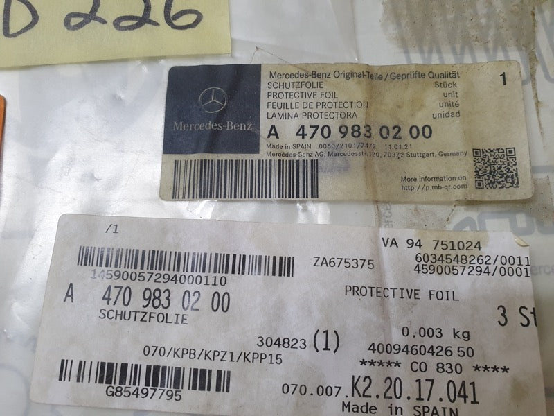 Original New Mercedes-Benz X-Class W470 Right Rear Door Blackout Foil