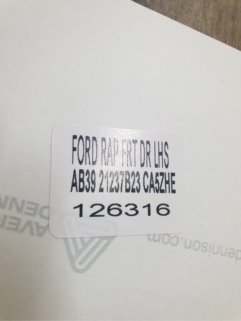 Original New Ford Ranger 2018 Left Front Door Blackout Foil