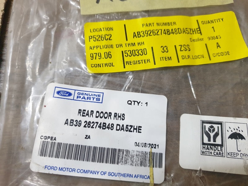 Original New Ford Ranger Right Rear Door Blackout Foil
