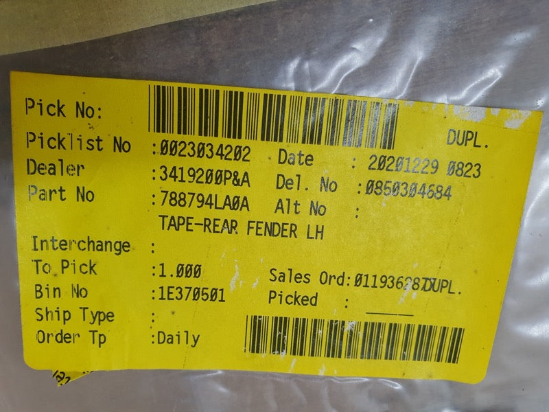 Original New Datsun Go Left Rear Fender Blackout Foil