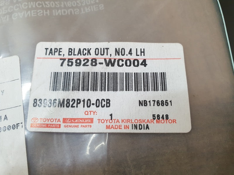 Original New Suzuki Vitara Brezza Toyota Urban Cruiser Left Rear Door Rear Blackout Foil
