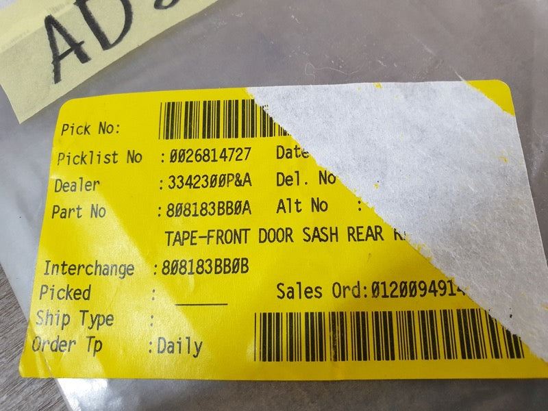 Original New Nissan Almera Right Front Door Blackout Foil