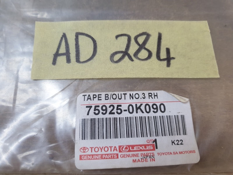 Original New Toyota Fortuner Right Rear Door Rear Blackout Foil