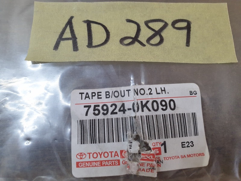 Original New Toyota Fortuner Hilux Left Rear Door Blackout Foil