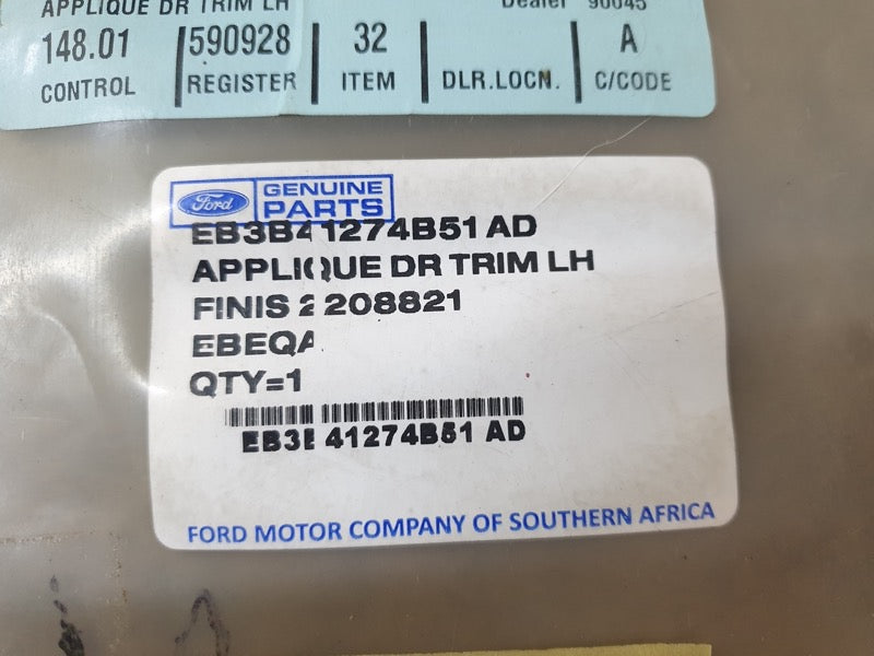 Original New Ford Everest Left Rear Door Rear Blackout Foil