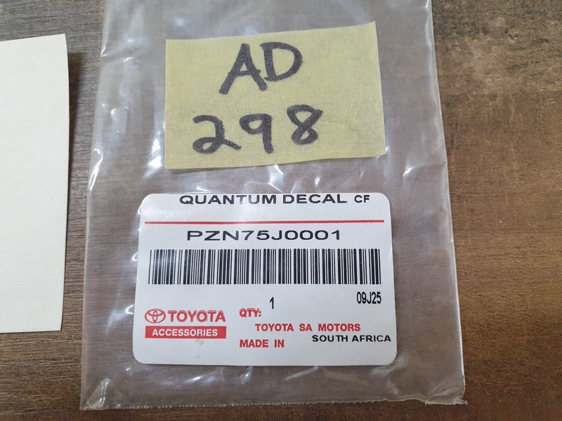 Original New Toyota Quantum Tailgate 'Quantum' Sticker
