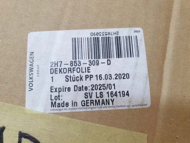 Original New Volkswagen Amarok Left Front Door Blackout Foil