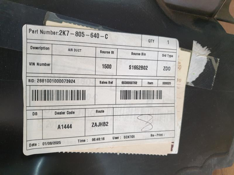 Original New Volkswagen Caddy Right Radiator Air Guide