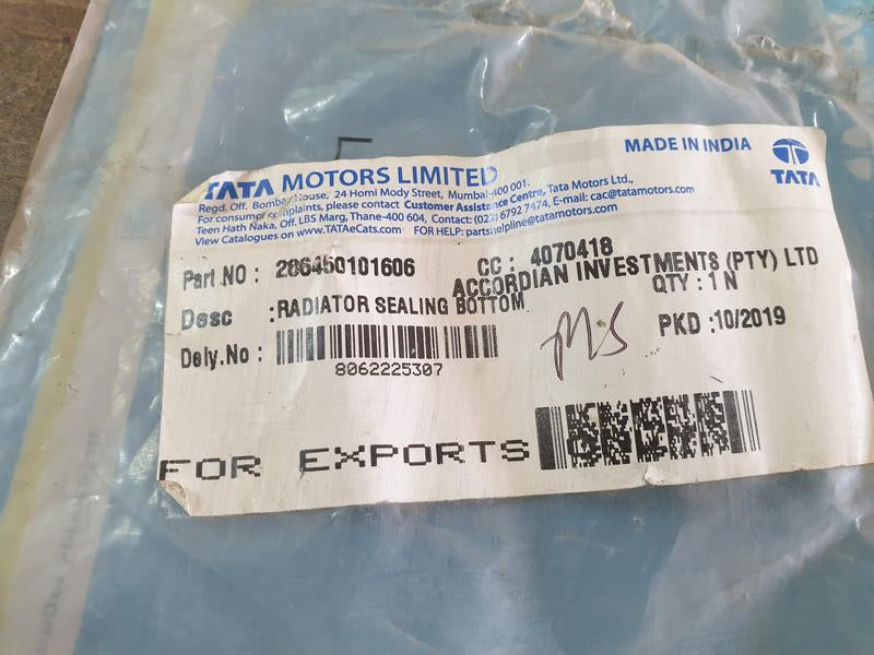 Original New Tata Super Ace Lower Radiator Air Deflector Bottom Sealing