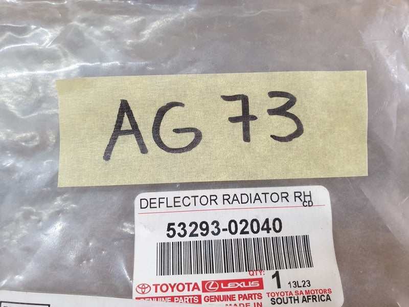 Original New Toyota Corolla Quest Right Radiator Air Deflector