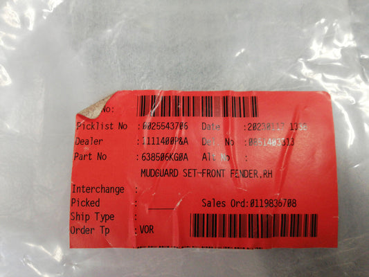 Nissan Navara 2021, 2022, 2023, mudflap Front Right Mud Guard