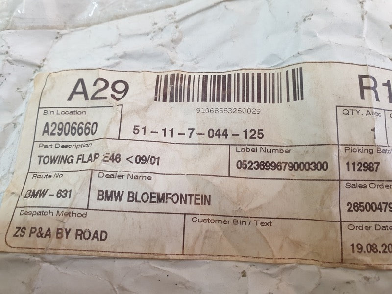 Original New BMW 3 Series E46 Front Bumper Towing Eye Cover