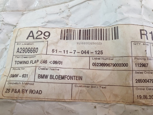 Original New BMW 3 Series E46 Front Bumper Towing Eye Cover