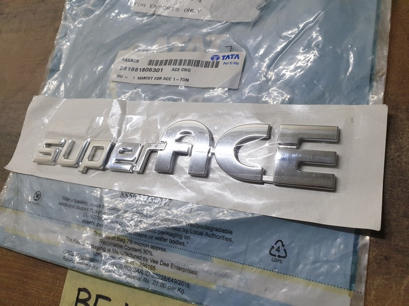Original New Tata Super Ace Front Bumper 'superACE' Badge