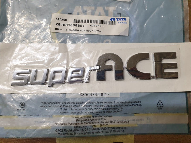 Original New Tata Super Ace Front Bumper 'superACE' Badge