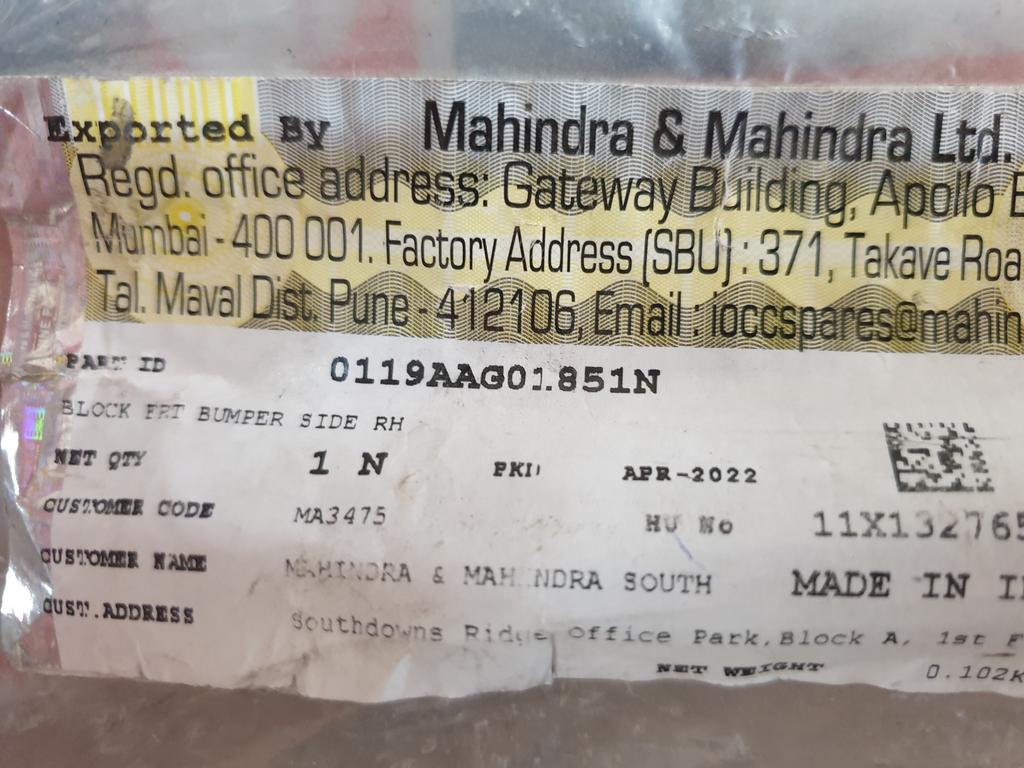 Original New Mahindra Pik Up Right Front Bumper Bracket