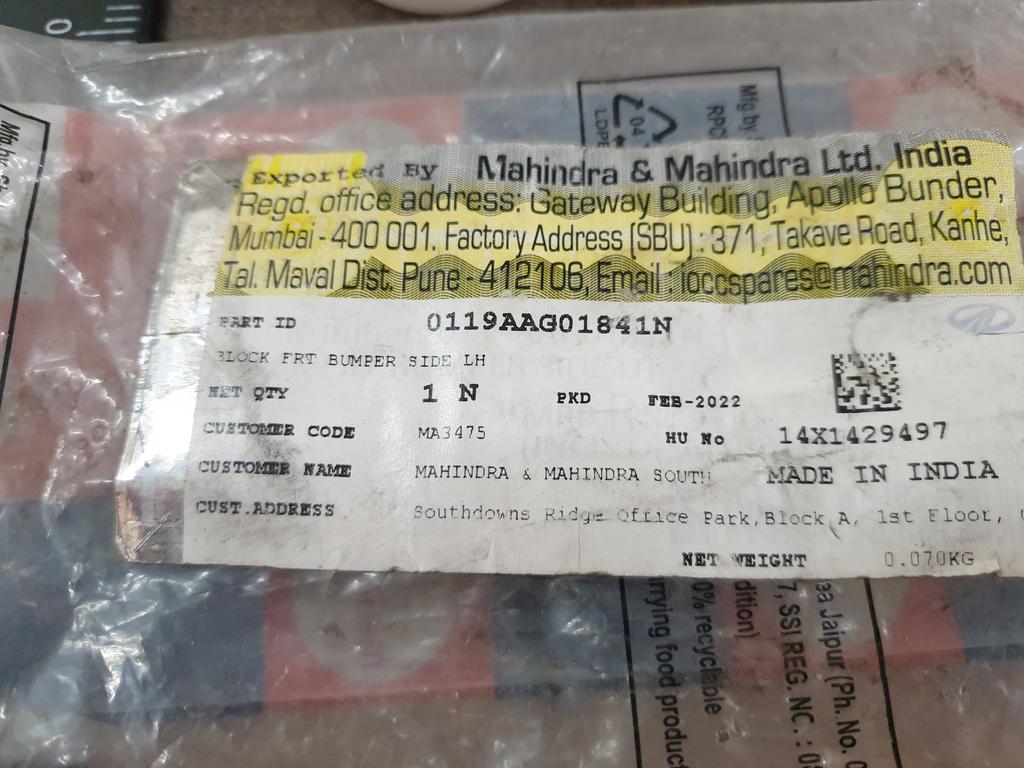 Original New Mahindra Pik Up Left Front Bumper Bracket