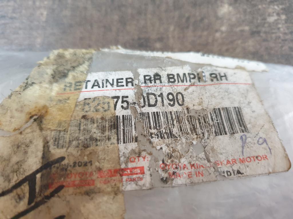 Original New Toyota Etios Right Rear Upper Bumper Bracket