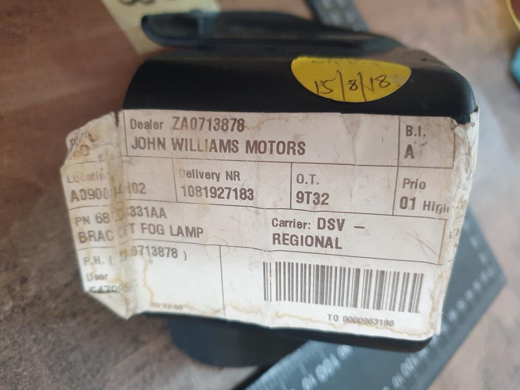 Original New Jeep Wrangler Left Front Fog Light Bracket