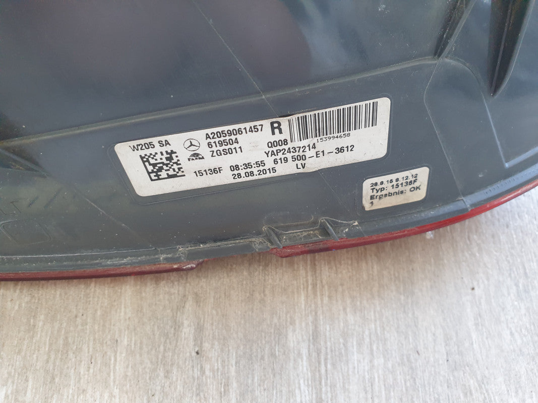 Mercedes-Benz C-Class 2015, W205, 2016, 2017, 2018 Right Rear Taillight