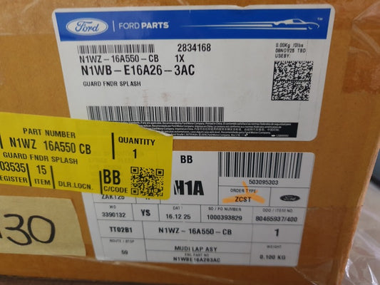 Original New Ford Ranger Raptor 2025 Left Front Mudguard