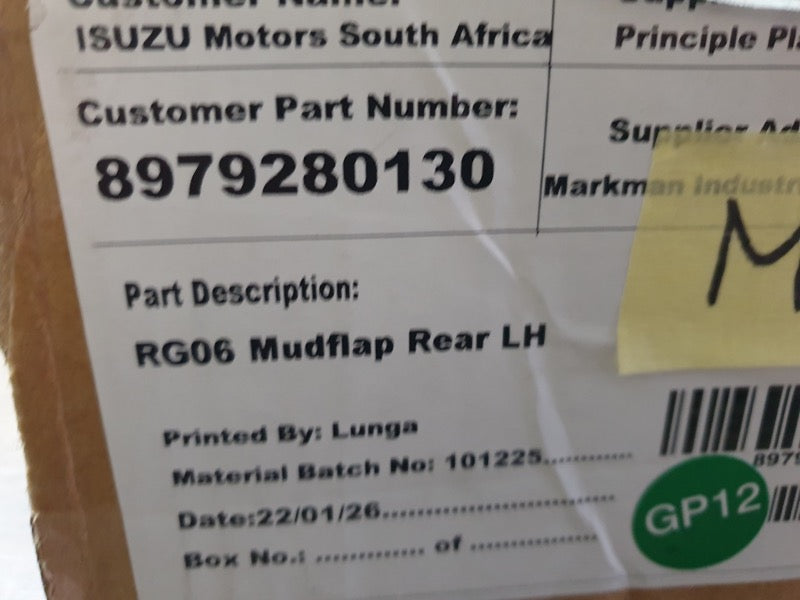 Original New Isuzu D-Max Left Rear Mudguard