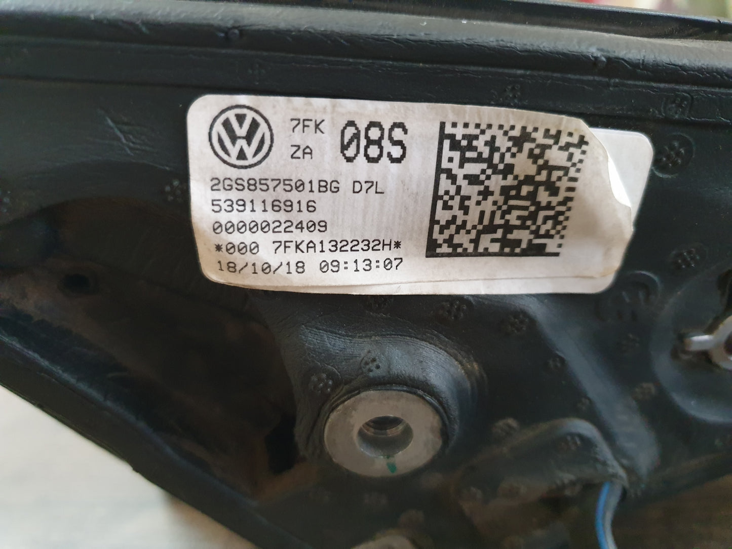 Original Used Volkswagen Polo MK6 2017, 2018, 2019, 2020, 2021, 2022, 2023 Left Outer Mirror Incomplete, No Cover, No Mirror Glass