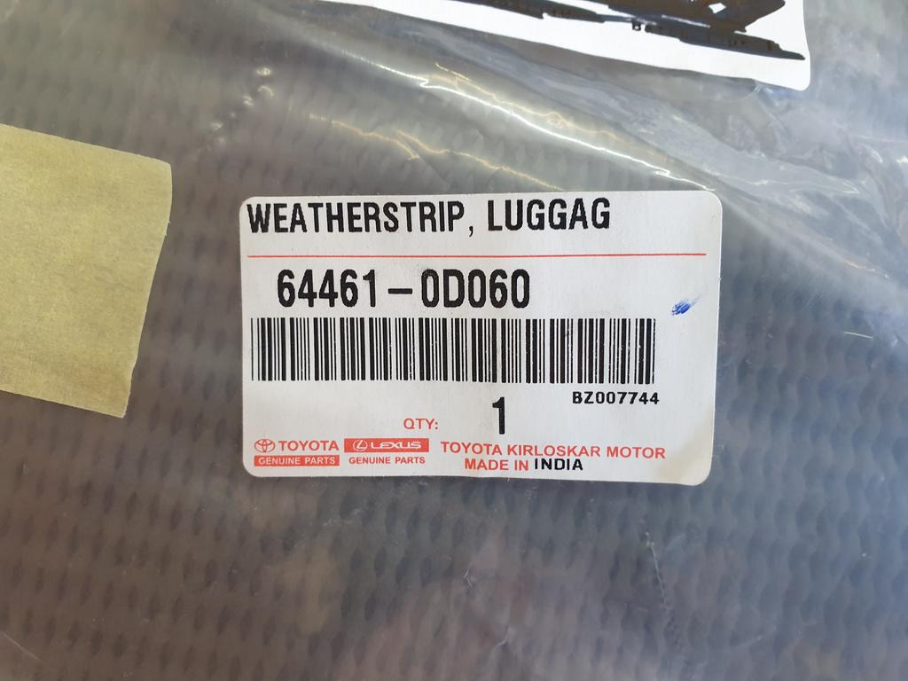 Toyota Etios Boot Lid Sealing Rubber