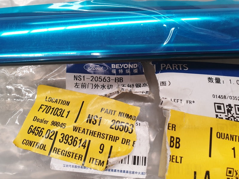 Original New Ford Territory 2024 Left Front Door Glass Outer Weather Strip Seal Chrome Moulding