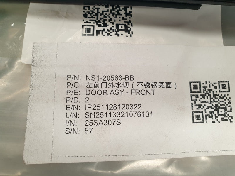 Original New Ford Territory 2024 Left Front Door Glass Outer Weather Strip Seal Chrome Moulding