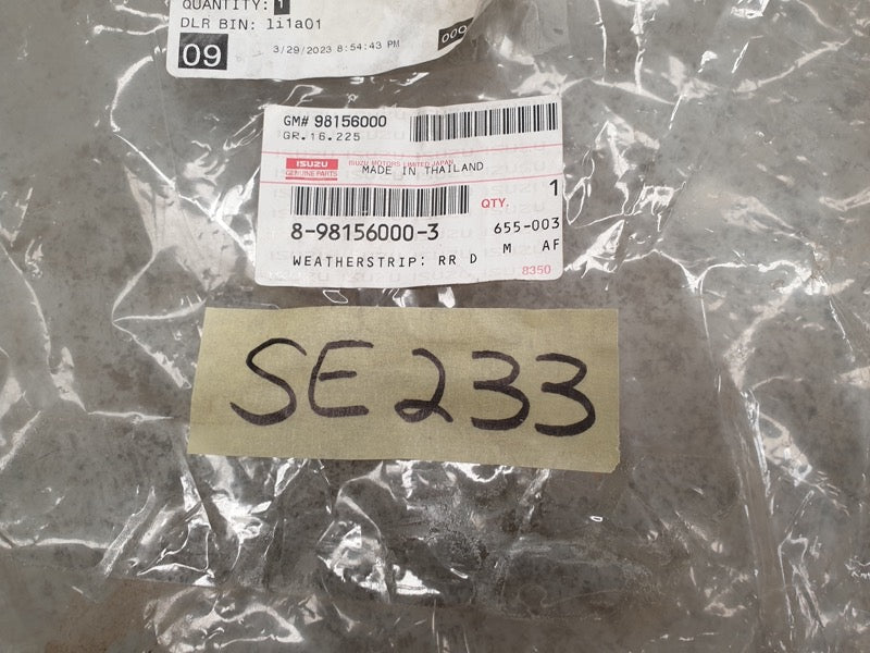 Original New Isuzu D-Max Left Rear Door Weather Strip