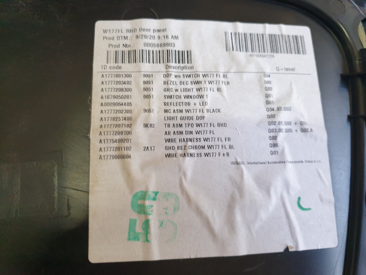 Mercedes-Benz A-Class W177 A200 OEM Used Door Components - Slight Damage or Wear and Tear