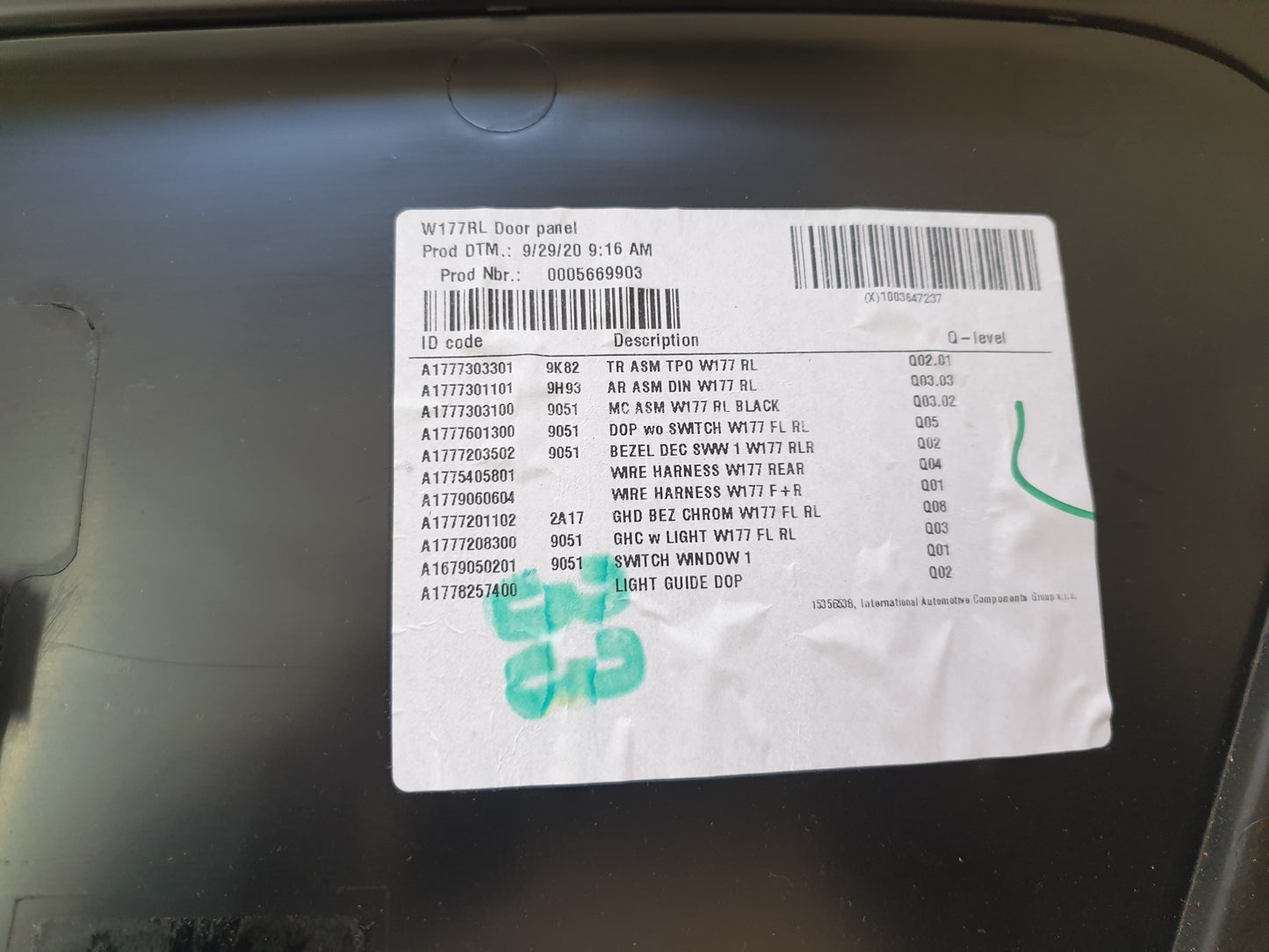 Mercedes-Benz A-Class W177 A200 OEM Used Door Components - Slight Damage or Wear and Tear