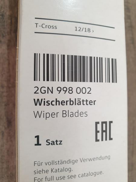 Original Used Volkswagen T-Cross Front Windshield Wiper Blade Set