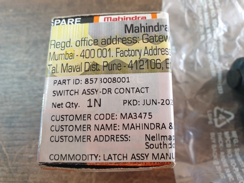 Original New Mahindra XUV 3X0 2025 Left Rear Door Contact Switch
